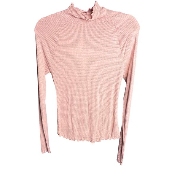 Free People Make It Easy Ballet top Mock Neck Long Sleeve lightweight Thermal - Picture 1 of 4